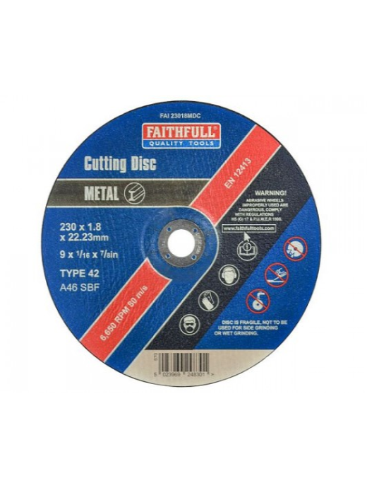 FAITHFULL DEPRESSED CENTRE METAL CUTTING DISC 230 X 1.8 X 22.23MM