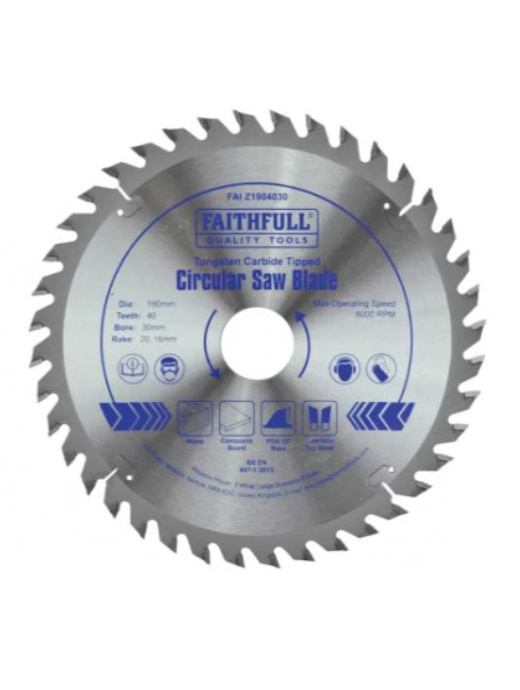 FAITHFULL TCT CIRCULAR SAW BLADE 190 X 30MM X 24T