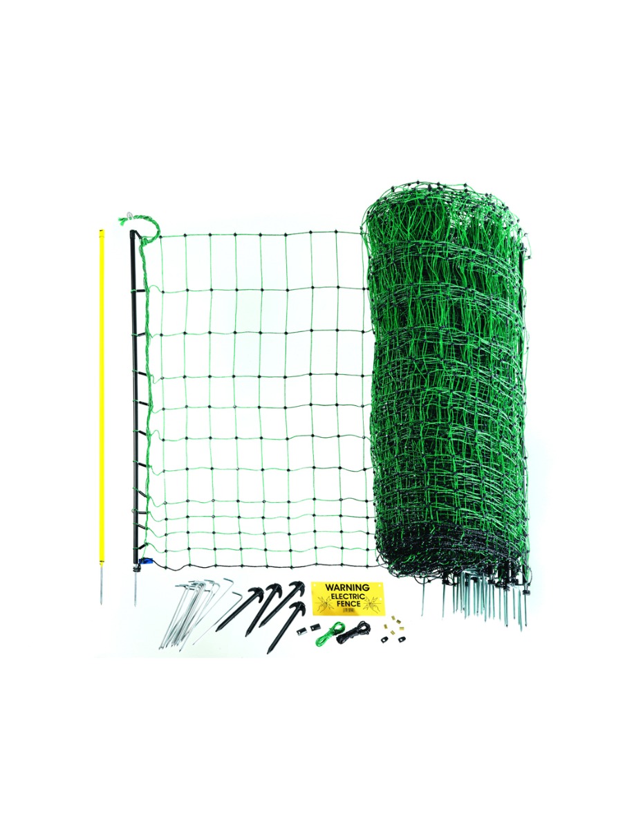 DFS Agrifence Poultry Net 108cm x 50m - Green. Double spike posts.