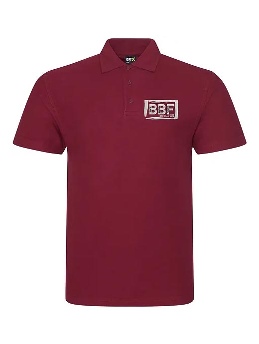 Back British Farming Men's Support Our Standards Buy British Polo Shirt Burgundy