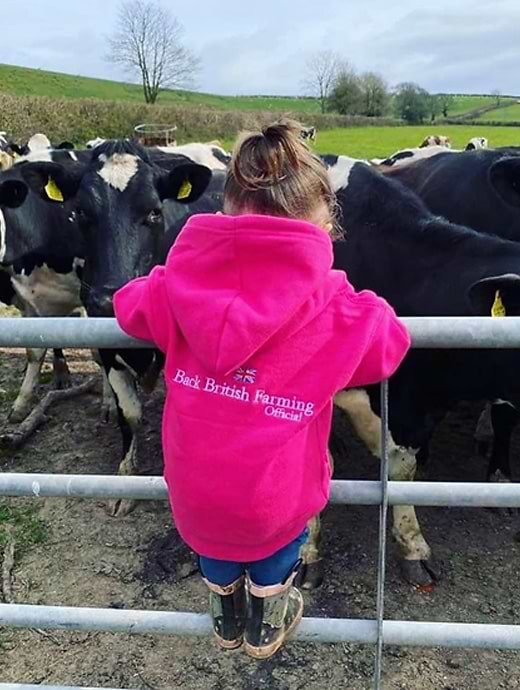 Back British Farming Children's Hoodie Hot Pink 