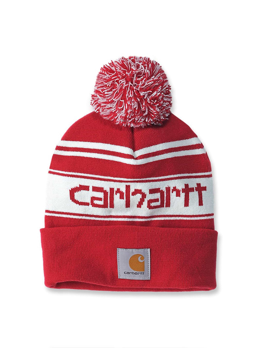 Carhartt Knit Cuffed Logo Beanie Red/Winter White Marl