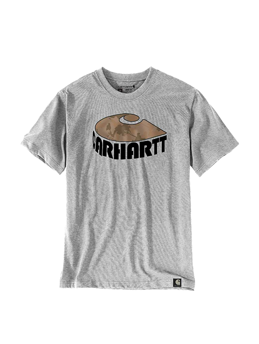 Carhartt Men's Relaxed Fit Heavyweight Camo Graphic T-Shirt Heather Grey