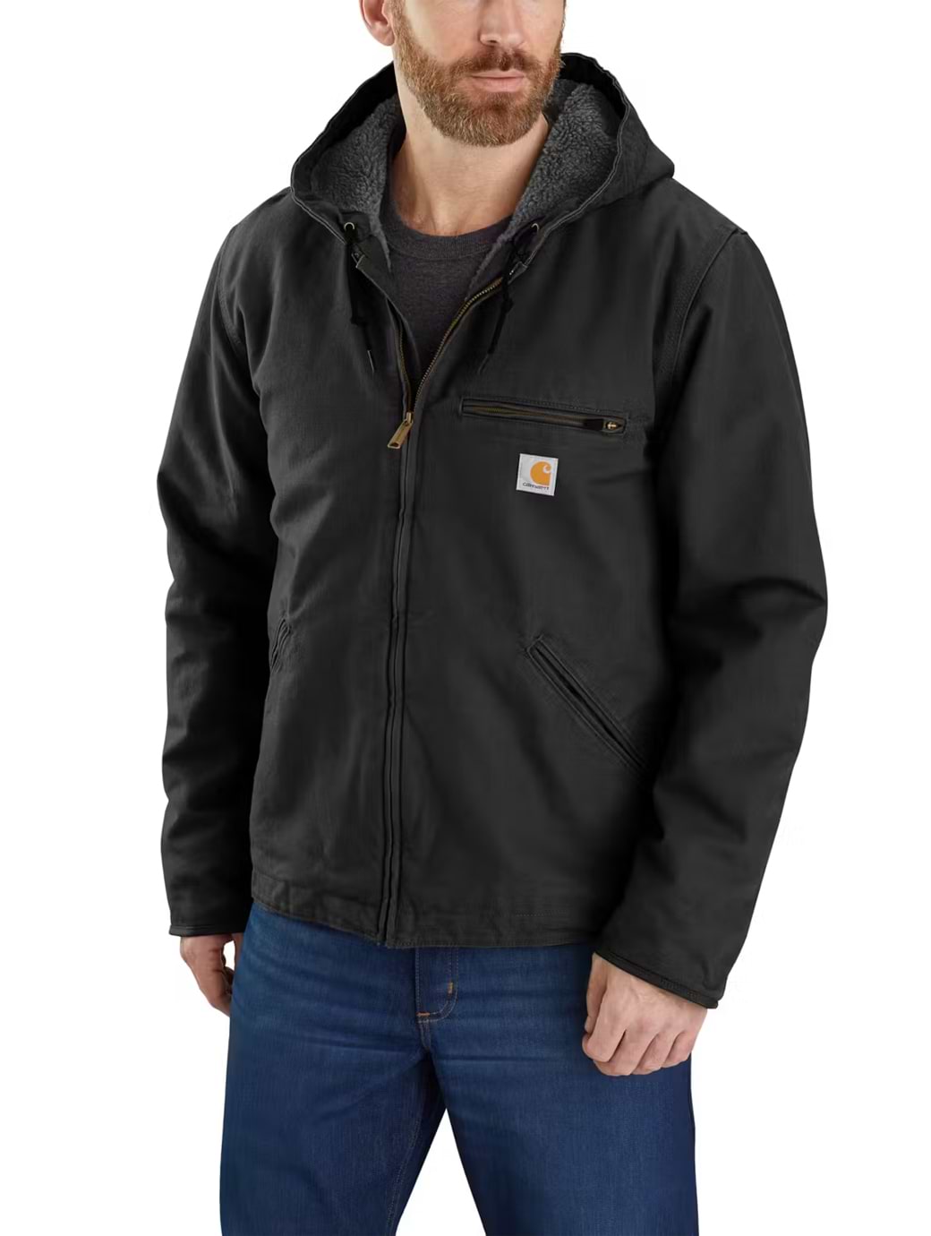 Carhartt Men s Relaxed Fit Washed Duck Sherpa Lined Jacket Black Griggs Agri