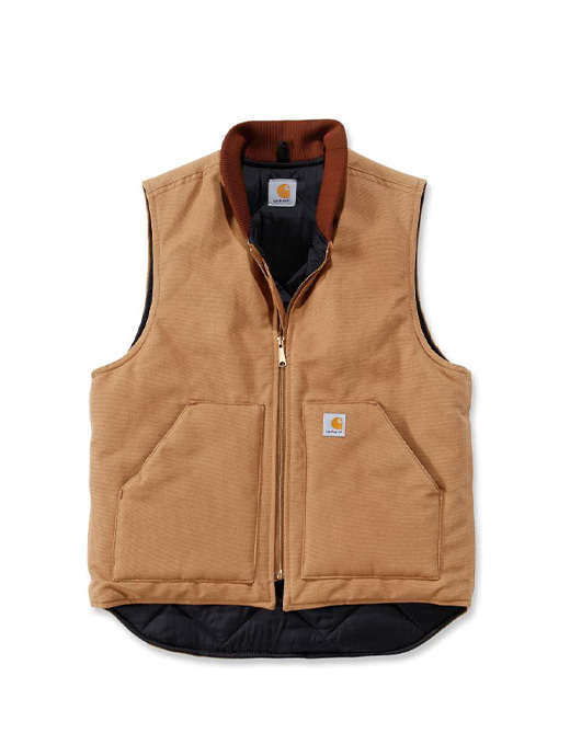 Carhartt Relaxed Fit Duck Insulated Rib Collar Vest Brown