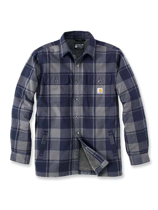 Carhartt Relaxed Fit Heavyweight Flannel Sherpa Lined Shirt Navy Griggs Agri
