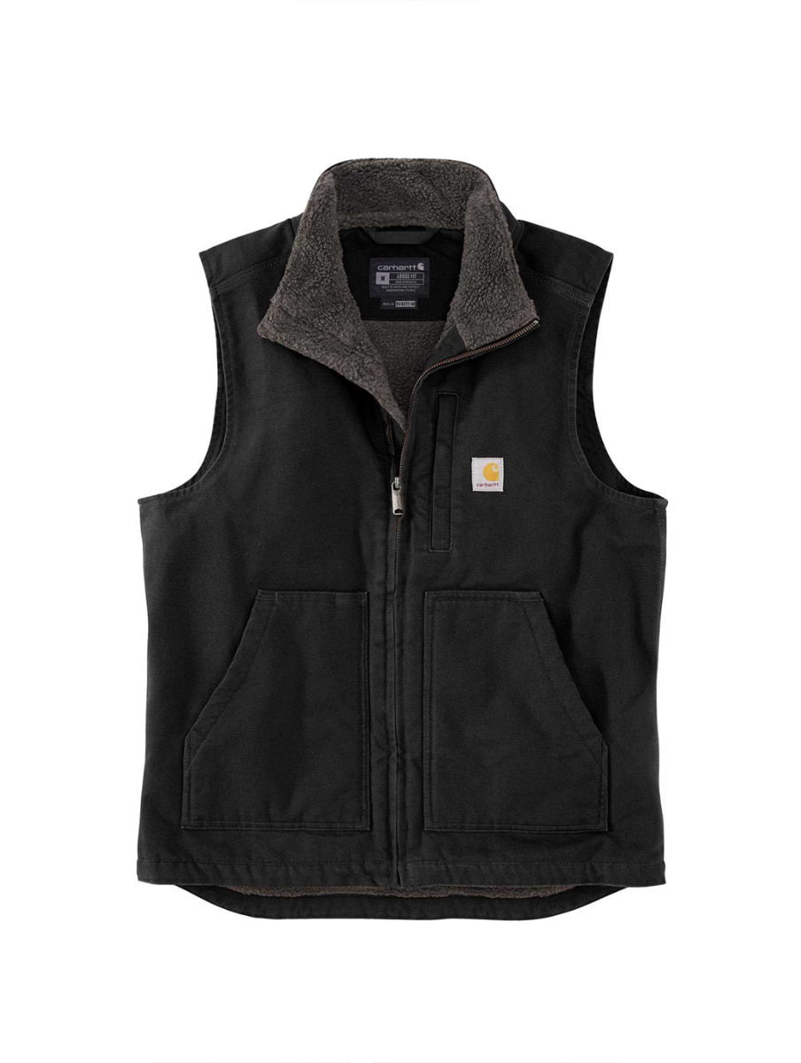 Carhartt Washed Duck Lined Mock Neck Vest Black