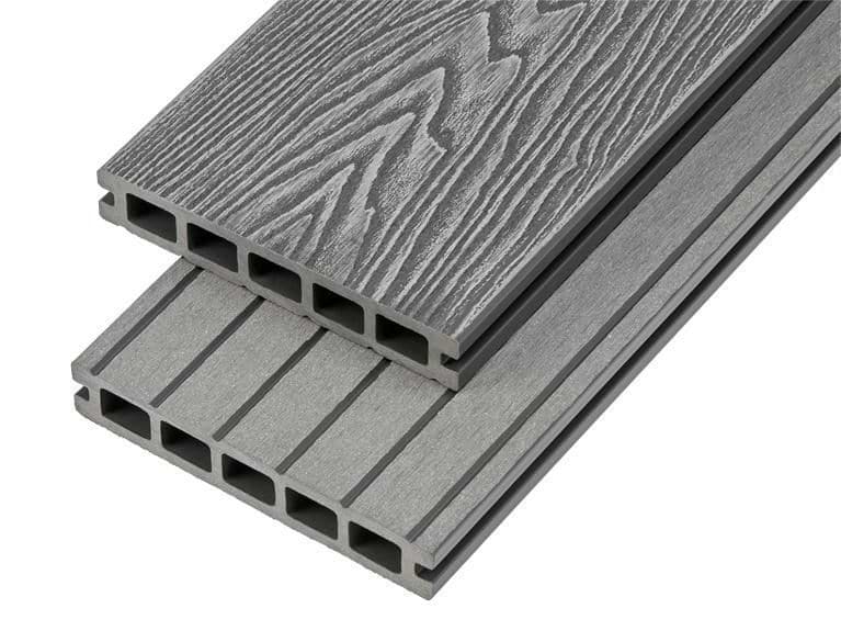 Cladco 4m Woodgrain Effect Hollow Domestic Grade Composite Decking Board Stone Grey