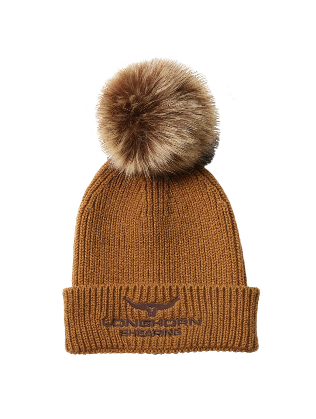 Horner Shearing Longhorn Bobble Hat Biscuit