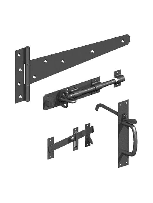 Birkdale GATEMATE® Field Gate Side Gate Kit with Suffolk Latch & 18" Hinges Black