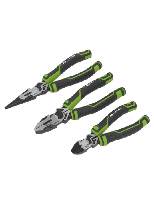 Sealey 3pc High Leverage Pliers Set - Hi-Vis Green