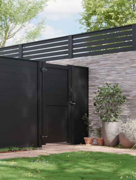 DuraPost Sleek Aluminium Privacy Gate 1.76m x 0.9m Sahara Black