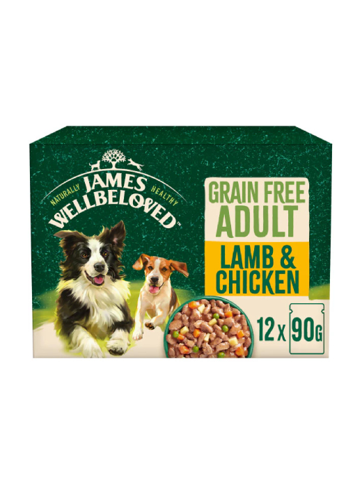 James Wellbeloved Adult Dog Food Pouches Lamb in Gravy 12 x 90g