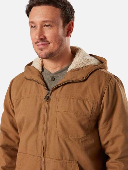 Duck sherpa lined hooded jacket top