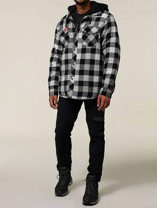 Hard Yakka Men s Quilted Flannel Shirt Black Griggs Agri
