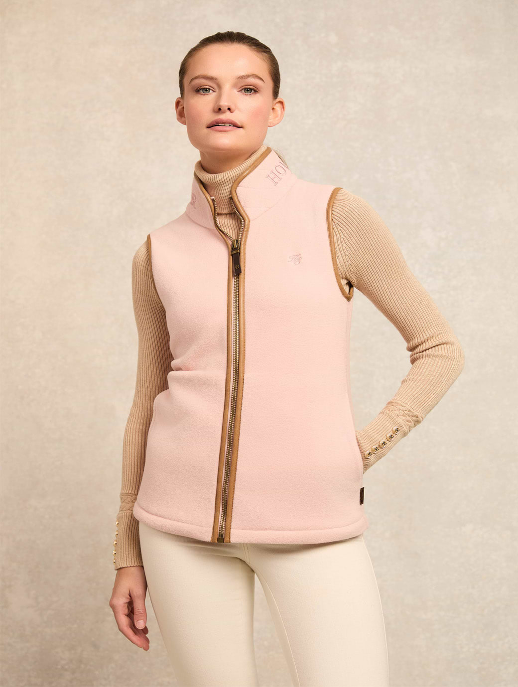 Holland Cooper Country Fleece Gilet Soft Pink