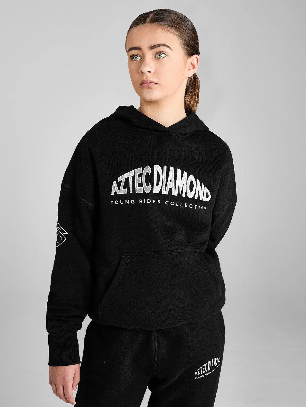 Aztec Diamond Young Rider Black/Grey Pull On Hoodie