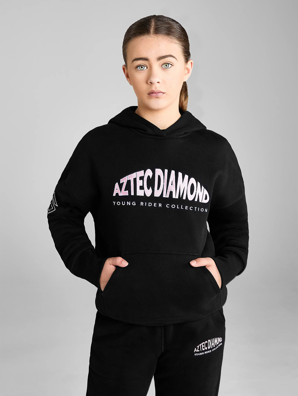 Aztec Diamond Young Rider Black/Pink Pull On Hoodie