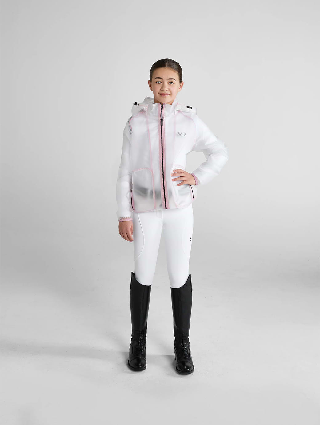 Aztec Diamond Young Rider Clear Rain Jacket Pink