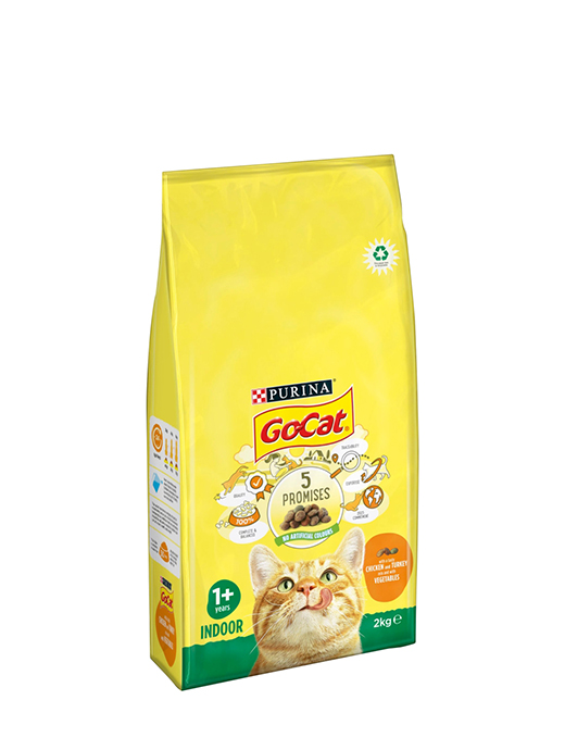 Purina Go-Cat Indoor Chicken And Turkey Mix With Vegetables Dry Cat Food 2KG
