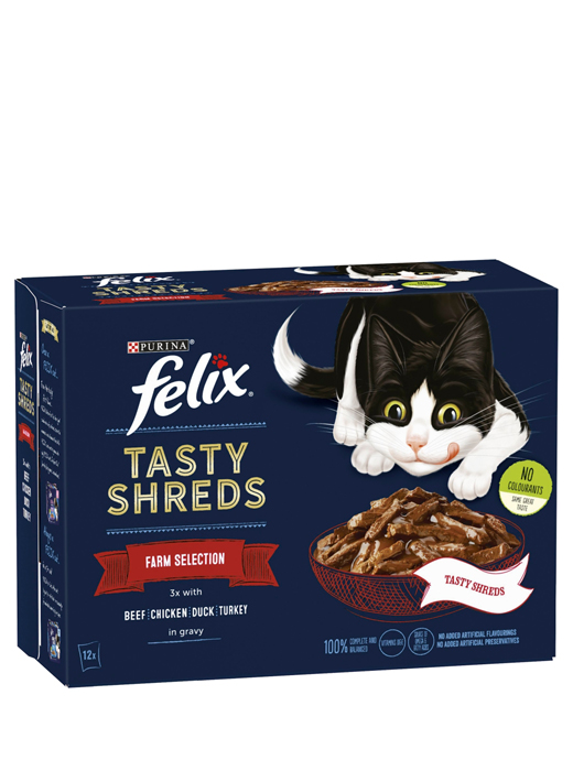 Felix Tasty Shreds Farm Selection In Gravy 12 x 80g Pouches
