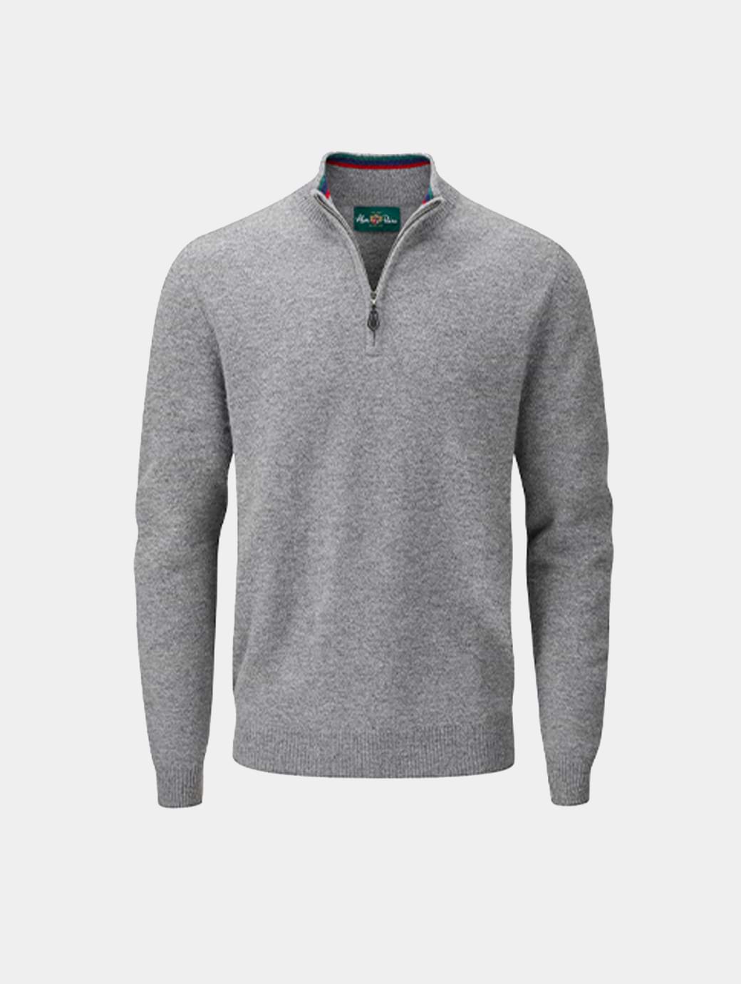 Alan Paine Men's Streetly 1/2 Zip Mock Neck Pullover Grey Mix 