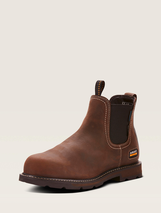 Ariat Men's Groundbreaker Chelsea Waterproof Steel Toe Work Boot Dark Brown