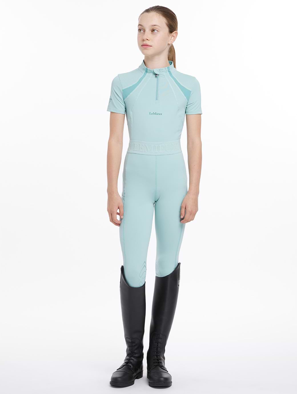 LeMieux Young Rider Short Sleeve Mia Mesh Base Layer Aqua