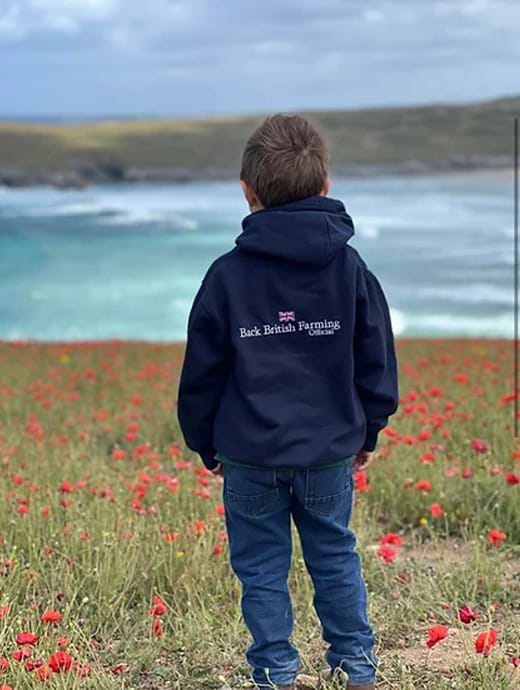 Back British Farming Children's Hoodie Navy