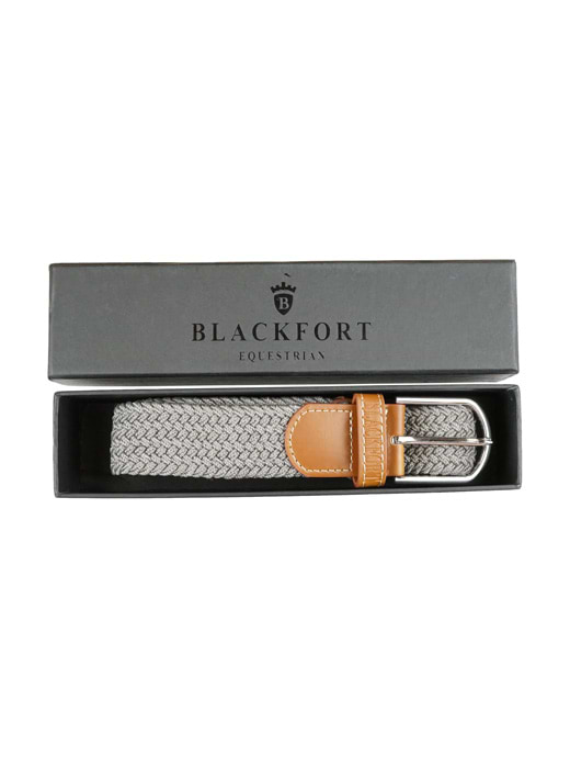 Blackfort Equestrian Grey Elasticated Leather & Canvas Belt