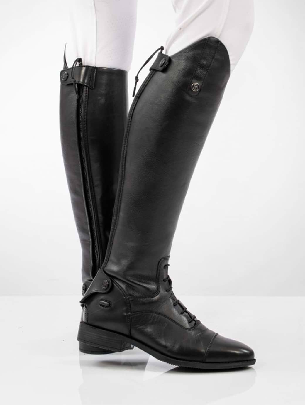 Brogini 4412 Como V2 Long Laced Front Riding Boots in Black Wide Calf