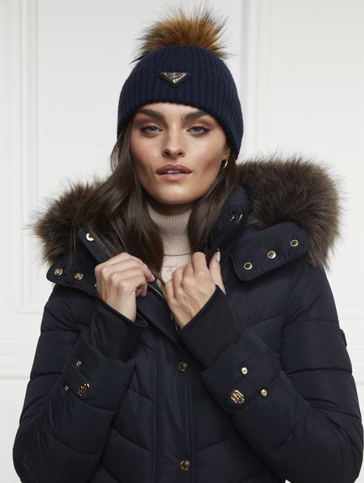 Holland Cooper Burghley Bobble Hat Ink Navy
