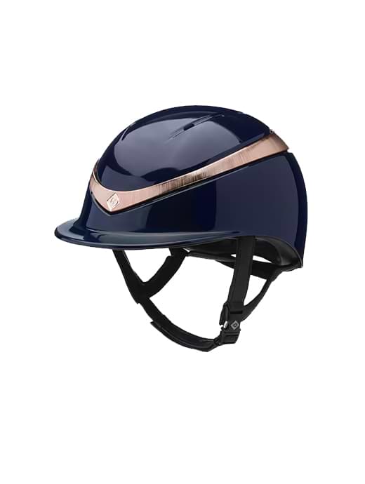 Charles Owen Halo Riding Hat Navy Gloss/Rose Gold