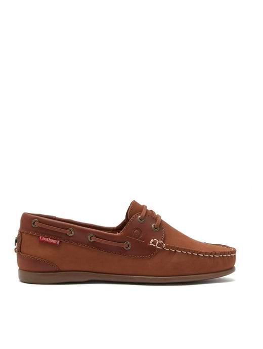 Tan leather boat shoes ladies top