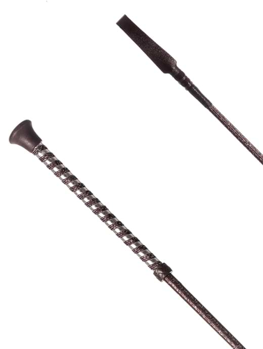 Country Direct Lurex Braided Riding Whip Brown