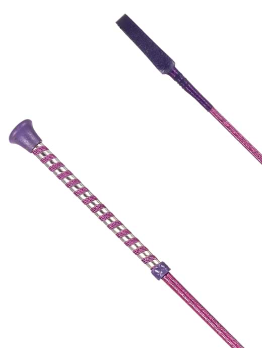 Country Direct Lurex Braided Riding Whip Pink