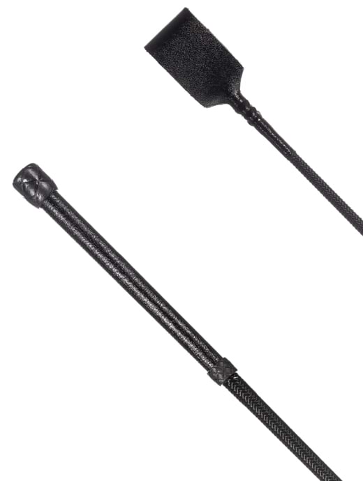 Country Direct Plain Leather Handle Riding Whip Black