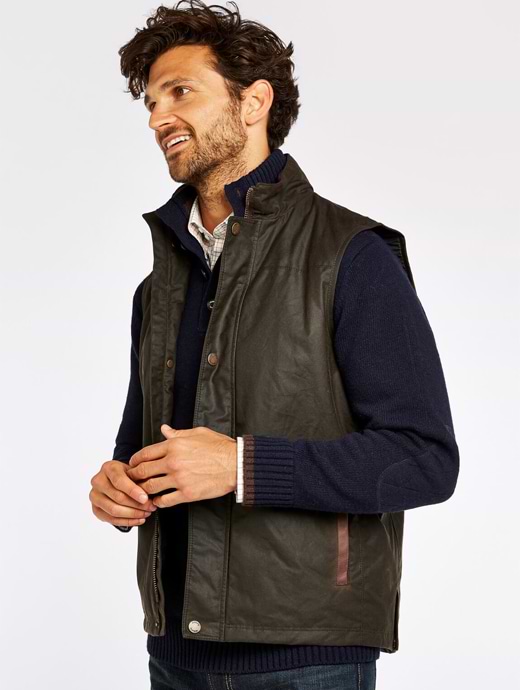 DUBARRY MEN'S MAYFLY WAX GILET OLIVE