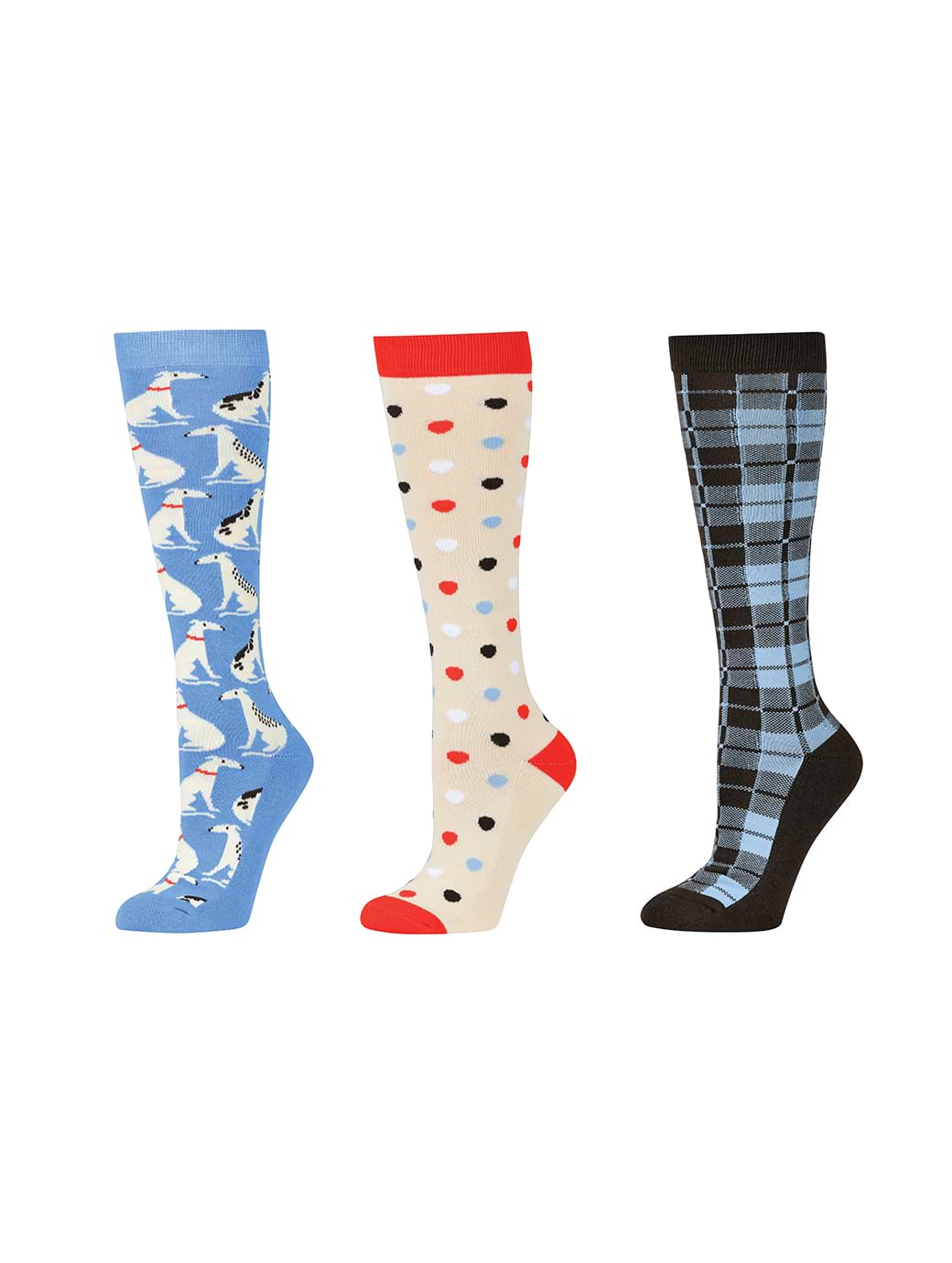 Dublin 3 Pack Socks Dog Spots Check