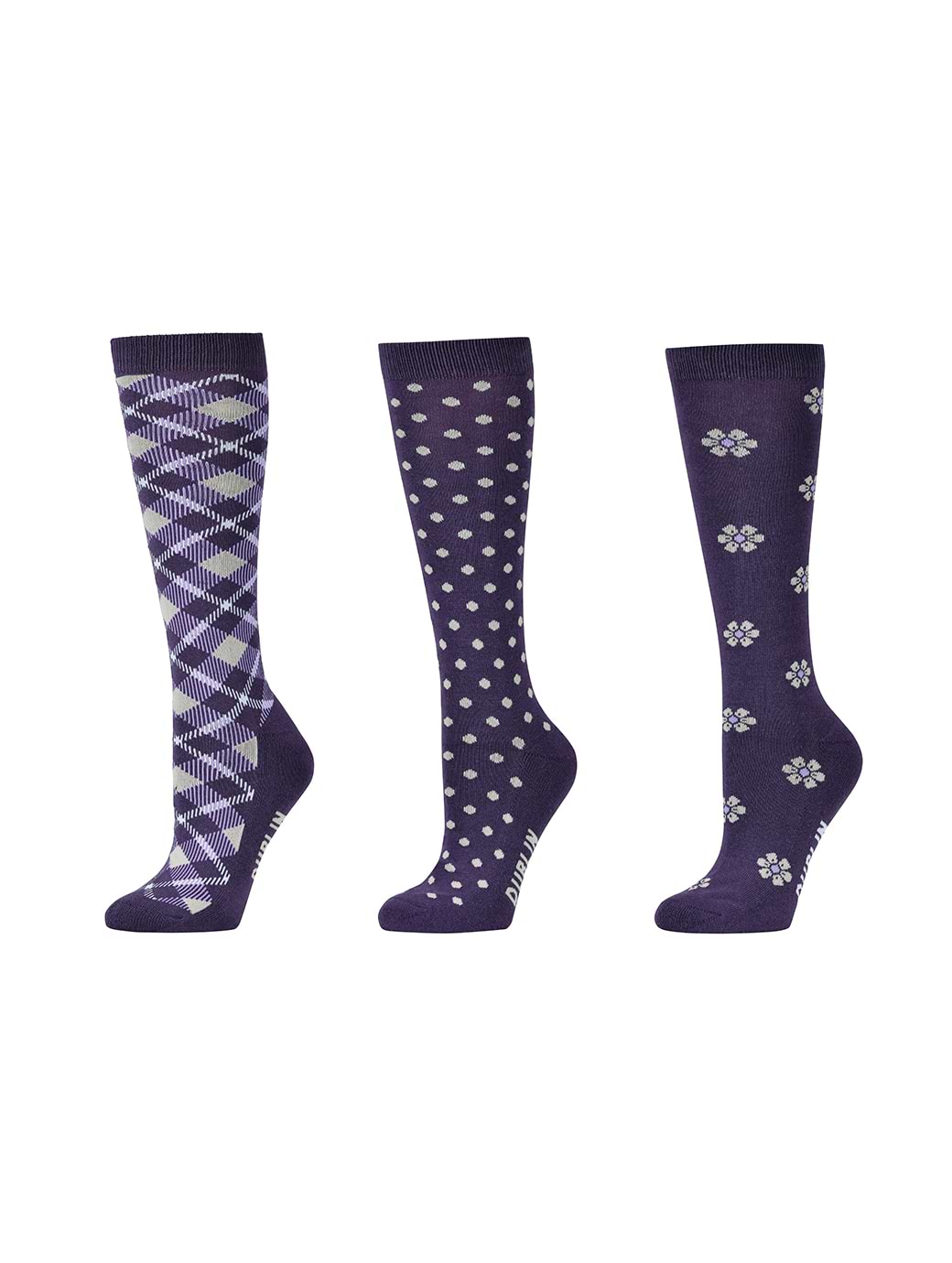 Dublin 3 Pack Socks Plum Perfect