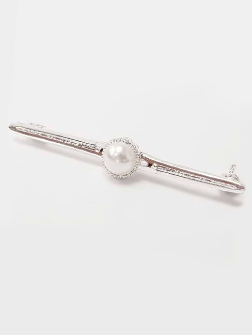 Equetech Pearl Stock Pin Silver
