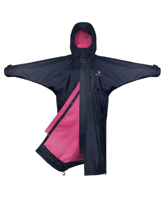 EQUIDRY All Rounder Evolution Lite with Thin Fleece Hood Navy with Raspberry Lining