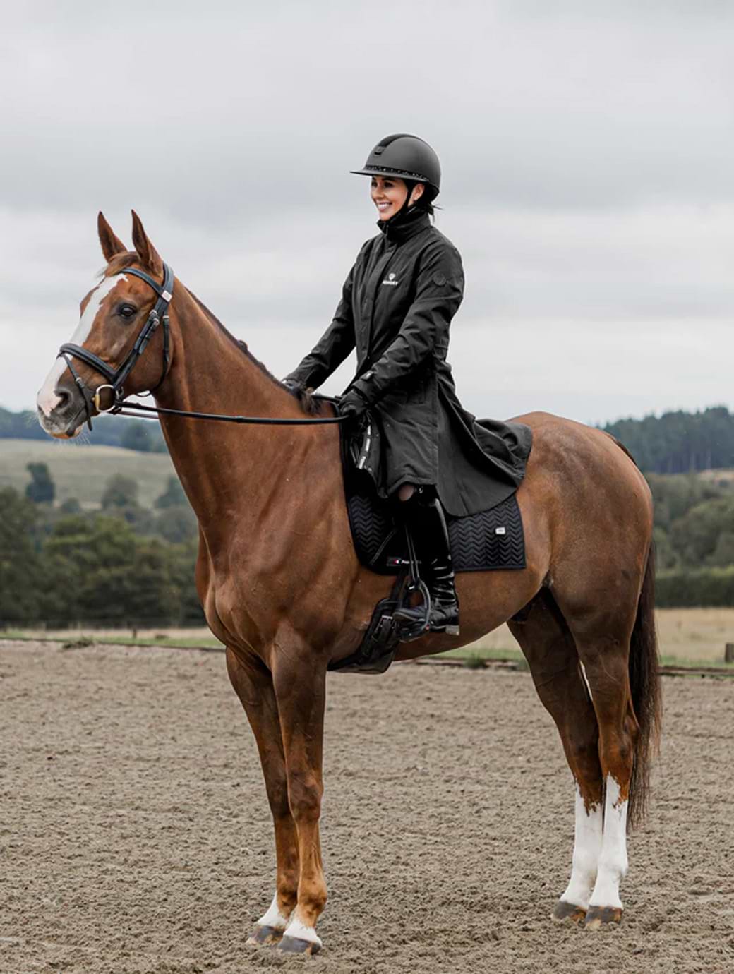 Equidry Bronte Waterproof Riding Coat Removable Hood Women's Black ...