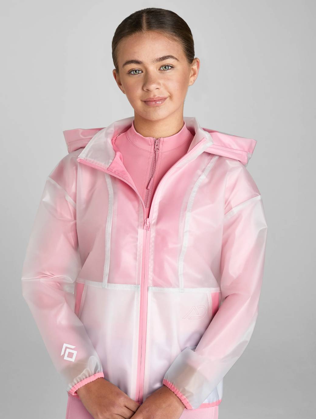 Aztec Diamond Young Rider Pink Capsule Rain Jacket Coral