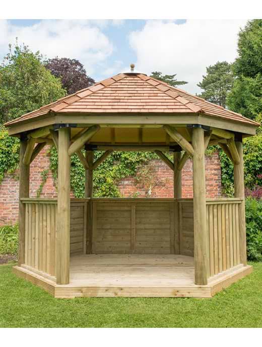 Forest Garden 3.6m Hexagonal Wooden Garden Gazebo with Cedar Roof