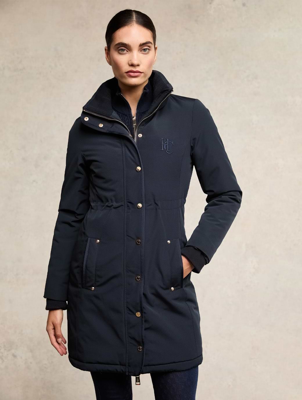 Holland Cooper Team Waterproof Coat Ink Navy Mono
