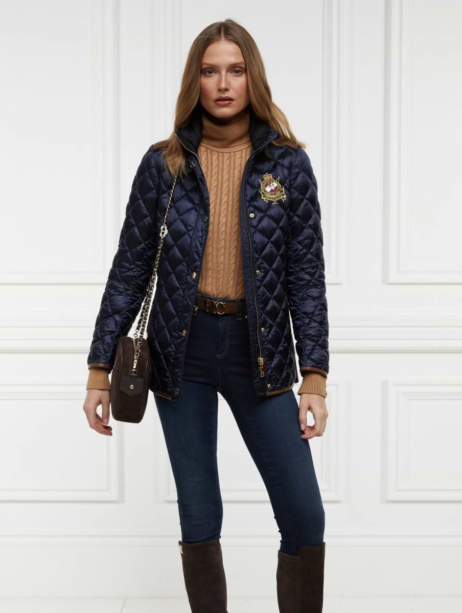 Holland Cooper Diamond Quilt Jacket Navy Griggs Equestrian
