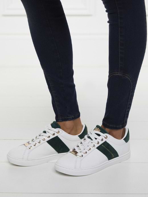 Holland Cooper Knightsbridge Court Trainer White Racing Green