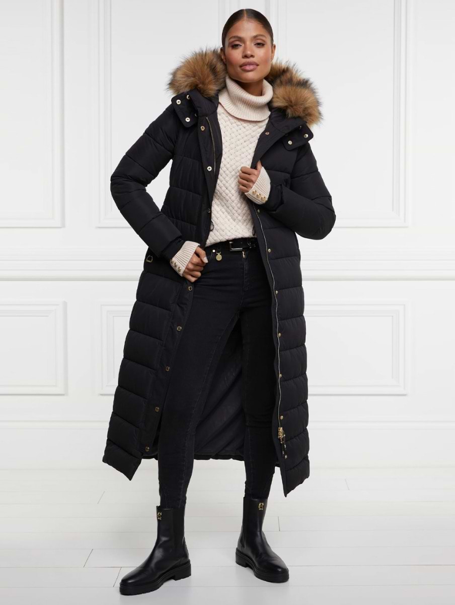 Holland Cooper Stoneleigh Longline Coat Black Griggs Equestrian