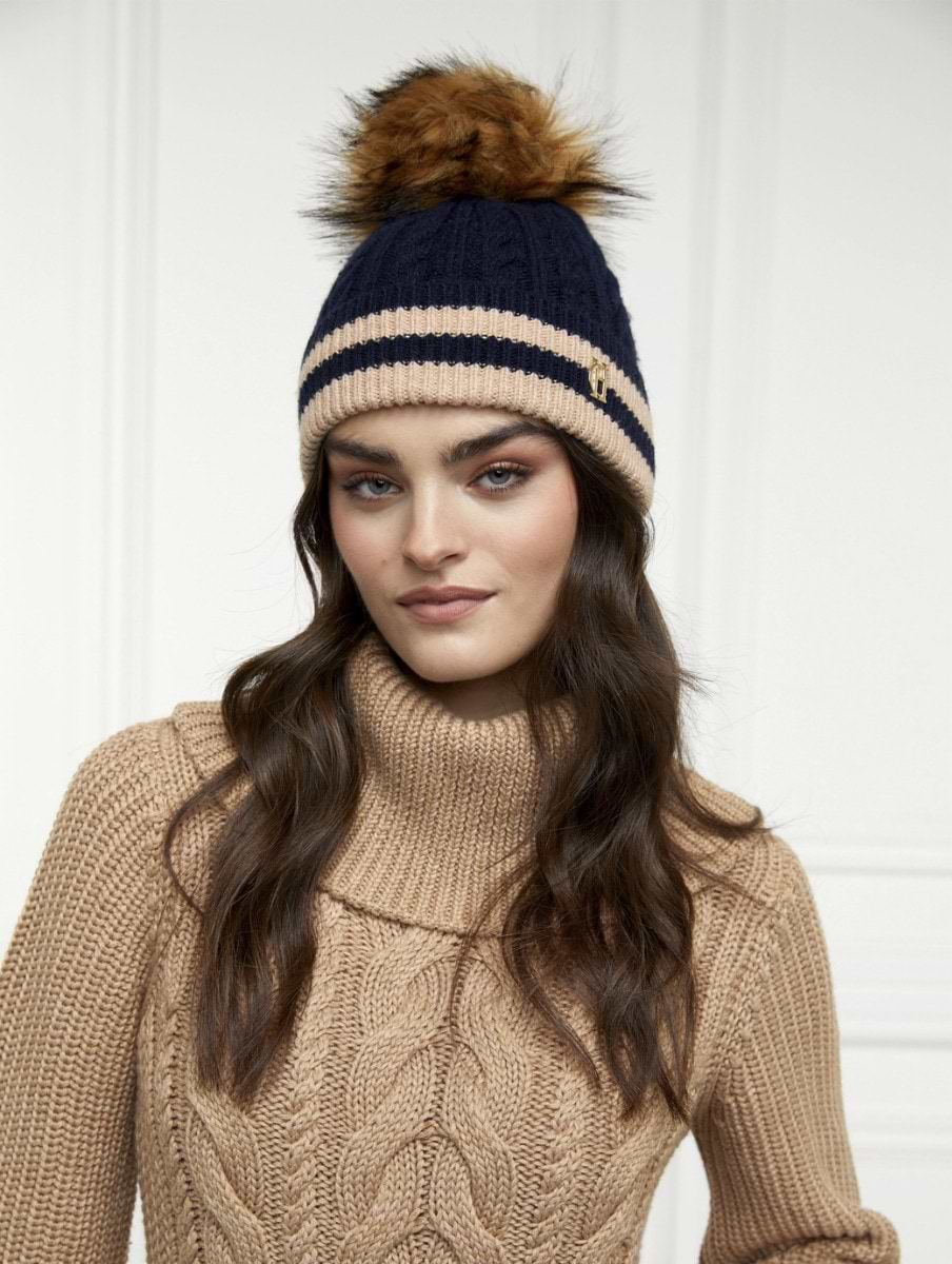 Holland Cooper Zoe Bobble Hat Ink Navy